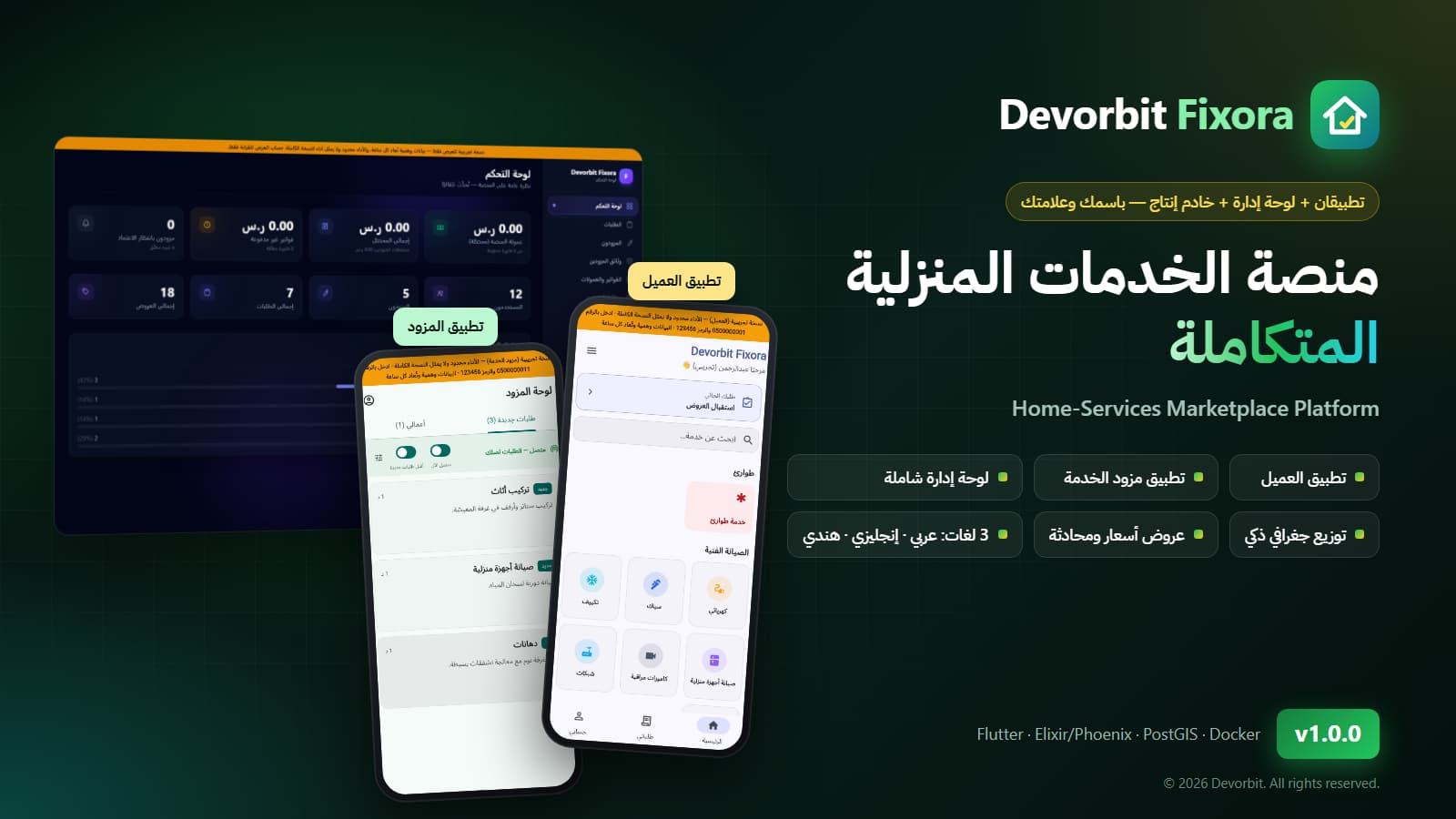 Devorbit Fixora — منصة الخدمات المنزلية المتكاملة