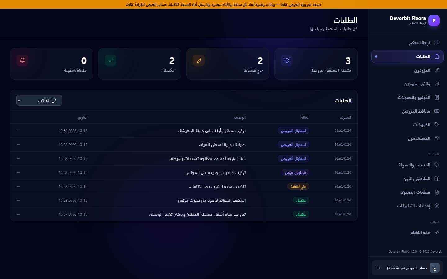 إدارة الطلبات ومراحلها
